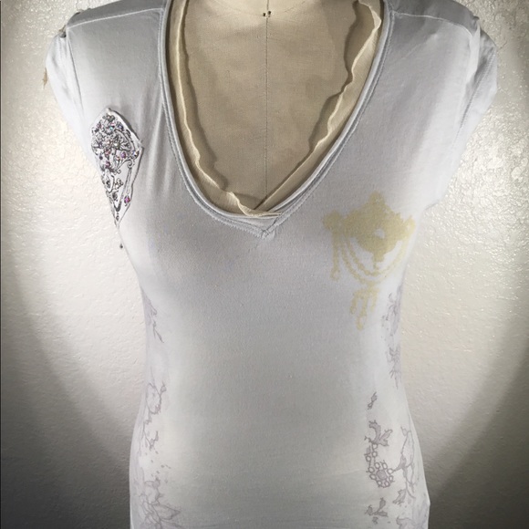 NWOT 4LNL Johnny Was Liberty Swarovski Tee Sz S - Picture 8 of 8